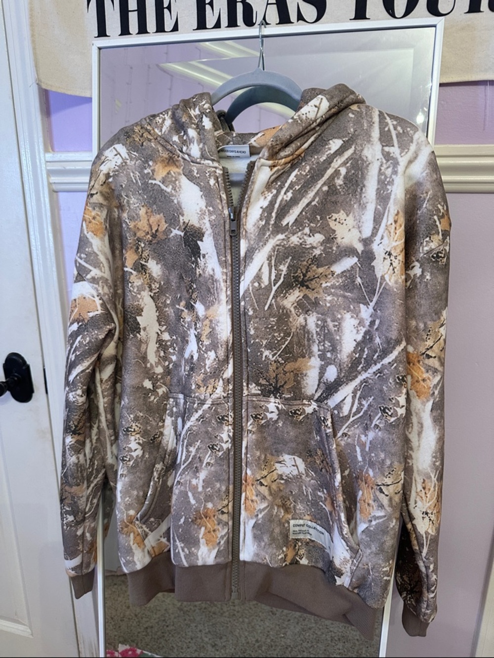 Comfrt Adriondack Zip-Up Hoodie Sweatshirt - Brown Camo Print